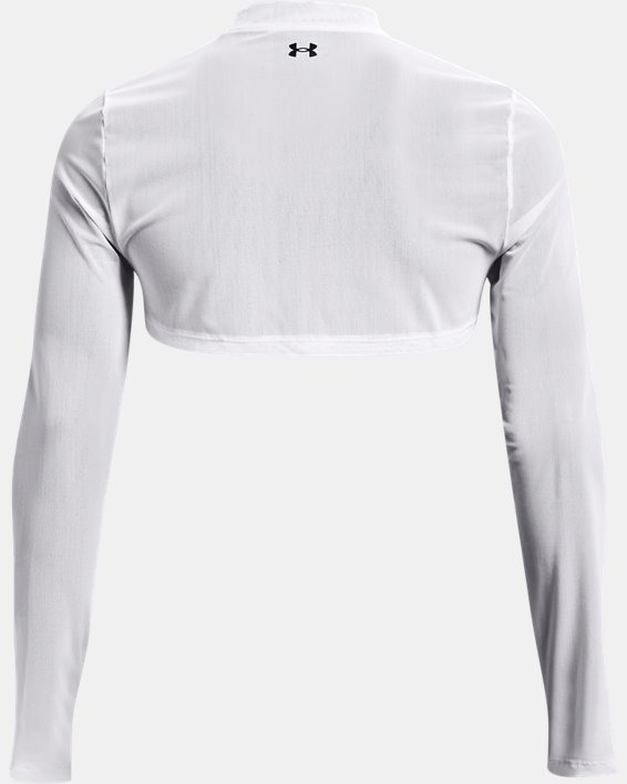 Damen UA Crop-Top aus Netzstoff mit Stehkragen, langärmlig, White, pdpMainDesktop image number 5